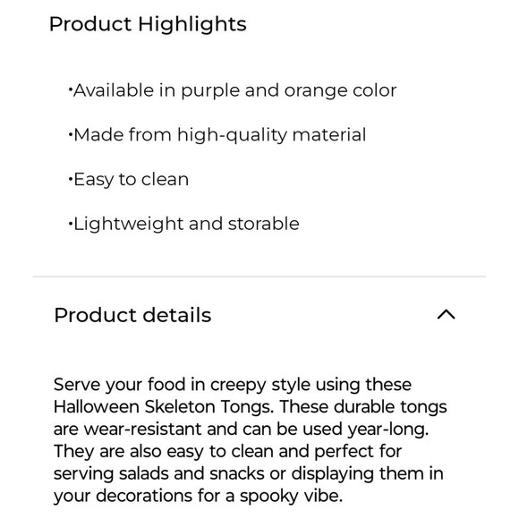 Pair of Novelty Salad Tongs Skeleton Bones Body Halloween Holiday Party Decor - Picture 4 of 4